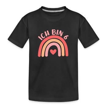 Ich bin 6 niedliche Regenbogen Design Junge Mädche - Kids' Premium Organic T-Shirt - black - Front