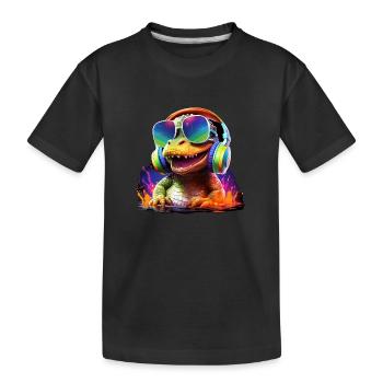 Cooles Baby Krokodil mit Headset Geschenk Kroko - Kinder Premium Bio T-Shirt - Schwarz - Vorne