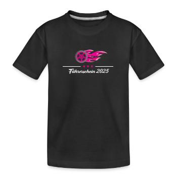 Führerschein Bestanden 2025 Fahrprüfung Auto PKW - Kinder Premium Bio T-Shirt - Schwarz - Vorne
