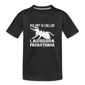 Mein Haustier heisst Lasiodora Parahybana - Kinder Premium Bio T-Shirt - Schwarz - Vorne