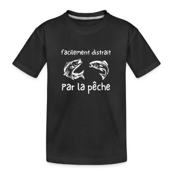 facilement distrait par la pêche - T-shirt bio Premium Enfant - noir - Devant