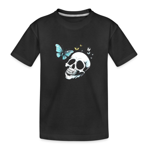 Totenkopf mit Schmetterling - Kinder Premium Bio T-Shirt
