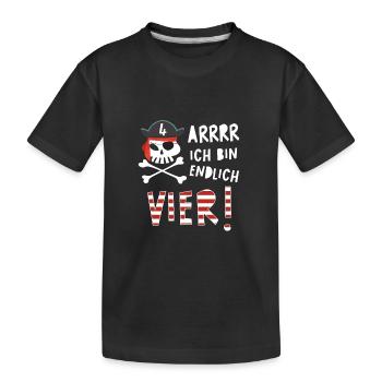 Ich bin 4 Vier / Pirat Geburtstag Party Geschenk - Kinder Premium Bio T-Shirt - Schwarz - Vorne
