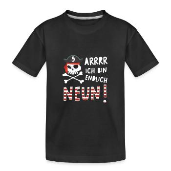 Ich bin Neun 9 / Pirat Geburtstag Party Geschenk - Kinder Premium Bio T-Shirt - Schwarz - Vorne