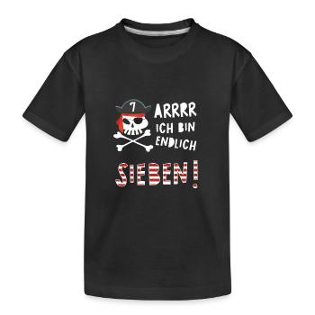 Ich bin Sieben 7 / Pirat Geburtstag Party - Kinder Premium Bio T-Shirt - Schwarz - Vorne