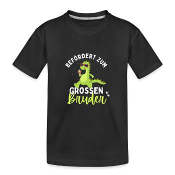 Ich werde Großer Bruder 2024 Loading Dinosaurier - Kinder Premium Bio T-Shirt - Schwarz - Vorne
