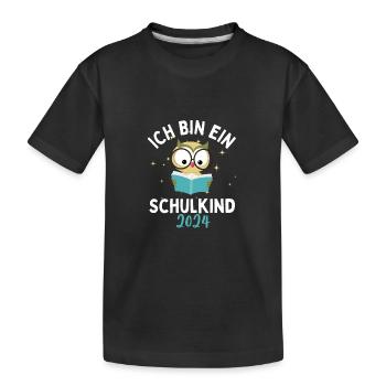 Schulkind 2024 Einhorn 1. Klasse Eule Einschulung - Kinder Premium Bio T-Shirt - Schwarz - Vorne