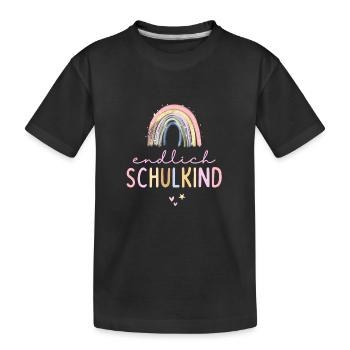 Schulkind 2024 1. Klasse Regenbogen Einschulung - Kinder Premium Bio T-Shirt - Schwarz - Vorne