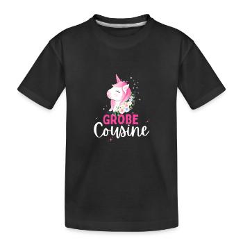 Ich werde große Cousine 2024 Einhorn Loading Süß - Kinder Premium Bio T-Shirt - Schwarz - Vorne