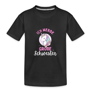 Ich werde große Schwester 2024 Einhorn Loading Süß - Kinder Premium Bio T-Shirt - Schwarz - Vorne