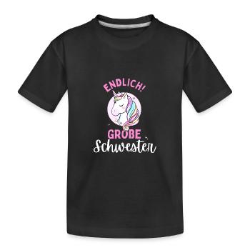 Ich werde große Schwester 2024 Einhorn Loading Süß - Kinder Premium Bio T-Shirt - Schwarz - Vorne