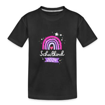 Schulkind 2024 Regenbogen 1. Klasse Einschulung - Kinder Premium Bio T-Shirt - Schwarz - Vorne