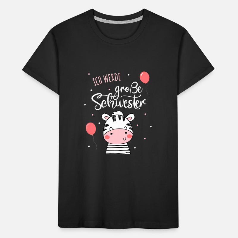 Ich werde große Schwester 2025 Zebra Mädchen Süß Kinder Premium Bio T-Shirt