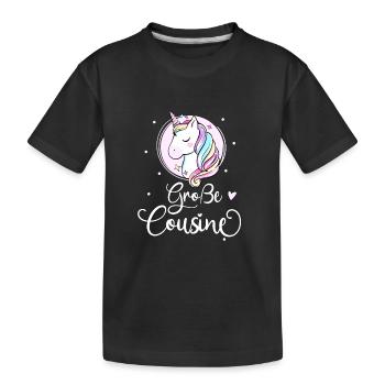Ich werde Große Cousine 2025 Mädchen Einhorn - Kinder Premium Bio T-Shirt - Schwarz - Vorne