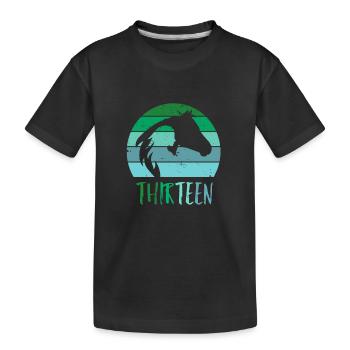 Geburtstag 13 Mädchen Pferd Reiten Stall Dreizehn - Kinder Premium Bio T-Shirt - Schwarz - Vorne
