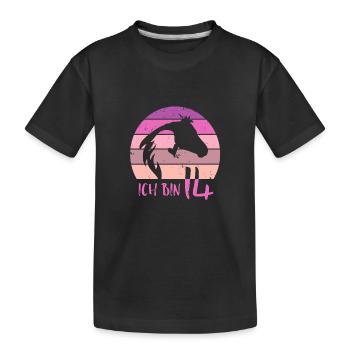 Geburtstag 14 Mädchen Pferd Reiten Stall Fourteen - Kinder Premium Bio T-Shirt - Schwarz - Vorne
