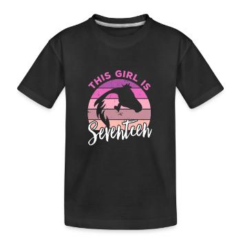 Geburtstag 17 Mädchen Pferd Reiten Stall SIebzehn - Kinder Premium Bio T-Shirt - Schwarz - Vorne