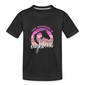 Geburtstag 18 Mädchen Pferd Reiten Stall Achtzehn - Kinder Premium Bio T-Shirt - Schwarz - Vorne