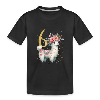 Geburtstag 6 Mädchen Alpaca LLama Lama Party 6 Jah - Kinder Premium Bio T-Shirt - Schwarz - Vorne