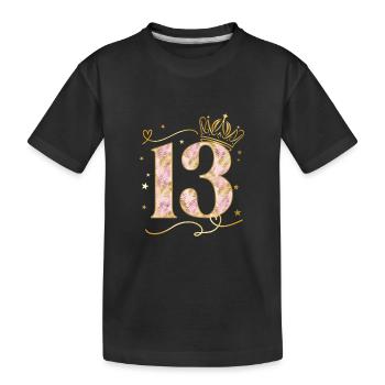 Geburtstag 13 Mädchen Birthday Girl Krone Dreizehn - Kinder Premium Bio T-Shirt - Schwarz - Vorne