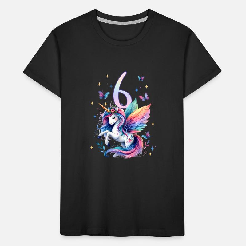 Geburtstag 6 Einhorn Sechster Geburtstag Mädchen 6 Kinder Premium Bio T-Shirt