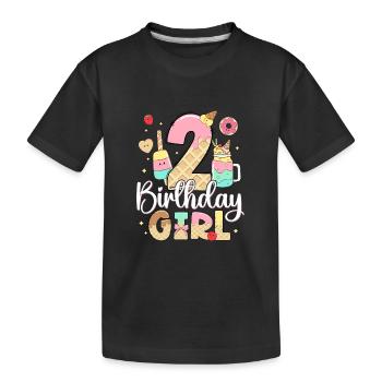 Geburtstag 2 Mädchen Eis Süßigkeiten Zwei 2 Jahre - Kinder Premium Bio T-Shirt - Schwarz - Vorne