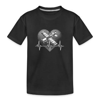 Herzschlag Modellflug - Kinder Premium Bio T-Shirt - Schwarz - Vorne