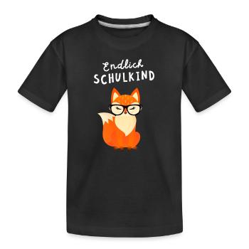 Endlich Schulkind Fuchs Einschulung - Kinder Premium Bio T-Shirt - Schwarz - Vorne