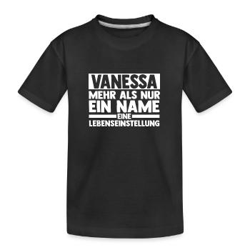 Vorname Vanessa - Kinder Premium Bio T-Shirt - Schwarz - Vorne