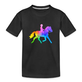 Ponyreiten Junge - Kinder Premium Bio T-Shirt - Schwarz - Vorne