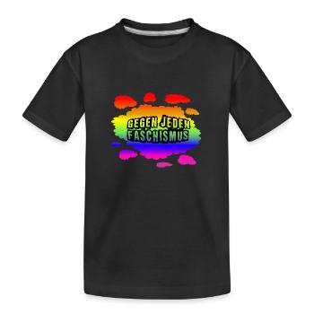 AfD stoppen gegen rechts Demokratie Vielfalt links - Kinder Premium Bio T-Shirt - Schwarz - Vorne
