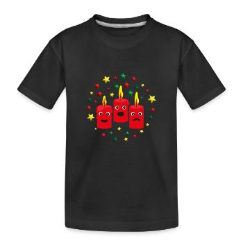3. Adventskerzen mit Sternen. - Kinder Premium Bio T-Shirt - Schwarz - Vorne