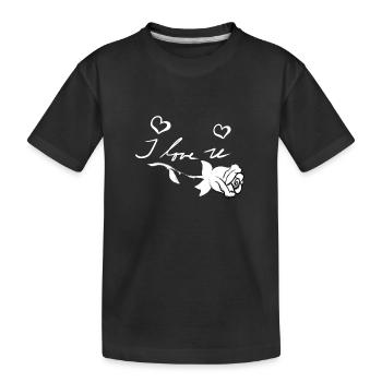 ich liebe dich rose blume - Kinder Premium Bio T-Shirt - Schwarz - Vorne