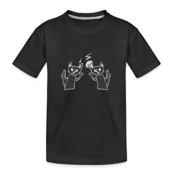 Katzen streit wut wütend katze - Kinder Premium Bio T-Shirt - Schwarz - Vorne