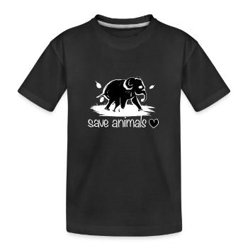 sauver les animaux animal éléphant protection de la nature - T-shirt bio Premium Enfant - noir - Devant