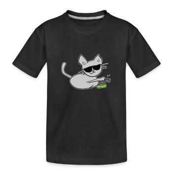 nourriture pour chat chill relax animal symbol TV - T-shirt bio Premium Enfant - noir - Devant
