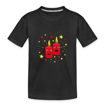 2. Adventskerzen mit Sternen. - Kinder Premium Bio T-Shirt - Schwarz - Vorne