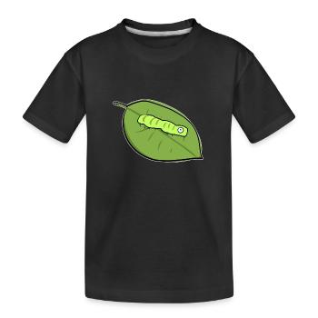 caterpillar leaf biologie symbole nature - T-shirt bio Premium Enfant - noir - Devant