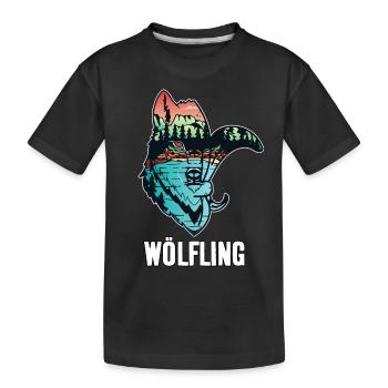 Wölfling T-Shirt für Pfadfinder Wölflinge - Kinder Premium Bio T-Shirt - Schwarz - Vorne