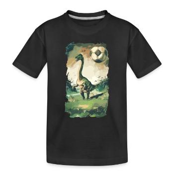 Fußball Vintage Dinosaur Dino Brontosaurus - Kinder Premium Bio T-Shirt - Schwarz - Vorne