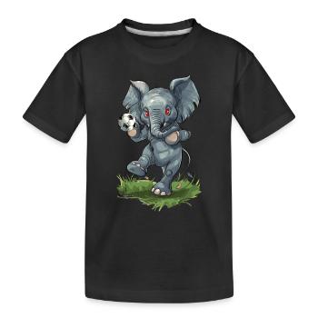 Fußball Elefant Soccer ball - Kinder Premium Bio T-Shirt - Schwarz - Vorne
