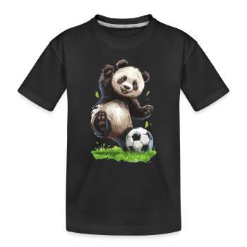 Fußball Panda Calcio fútbol americano piłka nożna - Kinder Premium Bio T-Shirt - Schwarz - Vorne