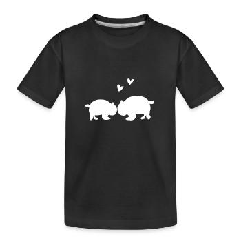 Panda Liebe Liebespaar Tier Tiere - Kinder Premium Bio T-Shirt - Schwarz - Vorne