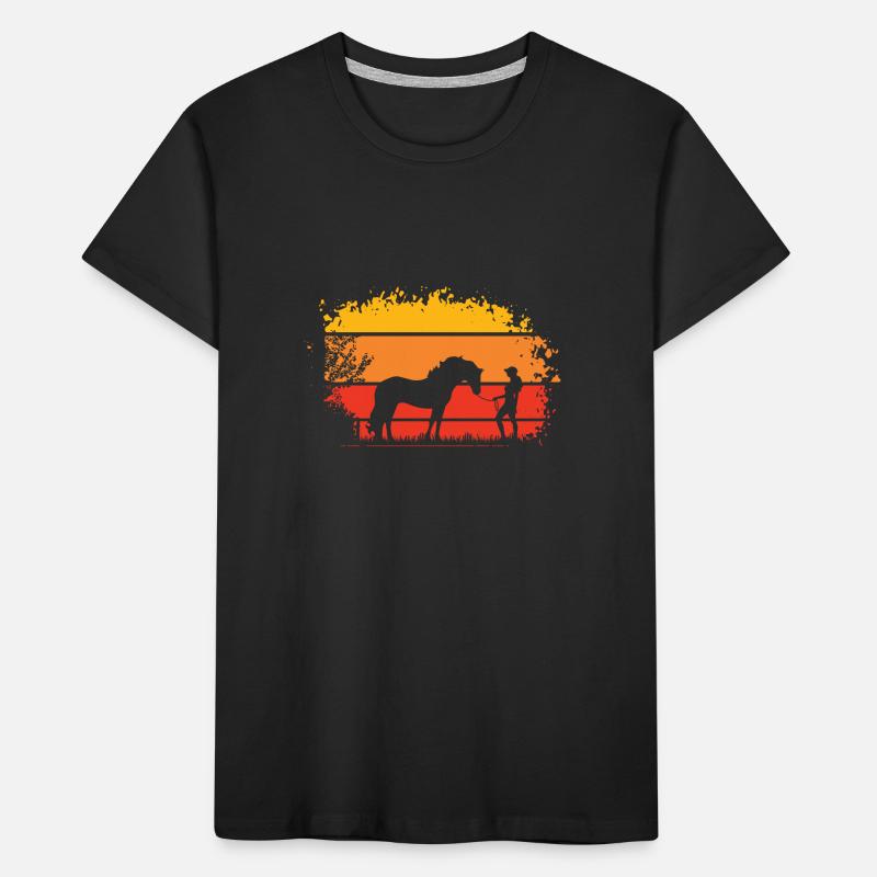 Frau mit Pferd Kinder Premium Bio T-Shirt