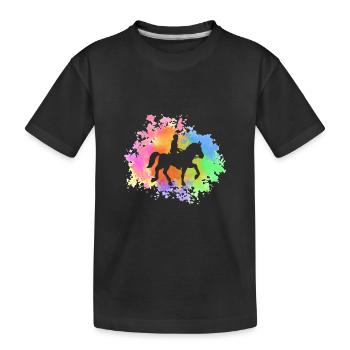 Riding Horses - Kids' Premium Organic T-Shirt - black - Front