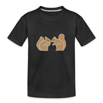 zwei Eichhhörnchen Tiere Symbol Tier - Kinder Premium Bio T-Shirt - Schwarz - Vorne
