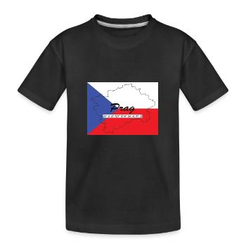 Prag - Hauptstadt mit GPS & Flagge - Kinder Premium Bio T-Shirt - Schwarz - Vorne