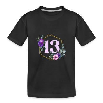 Geburtstag 13 Mädchen Blumenkranz Dreizehn 13 Jahr - Kinder Premium Bio T-Shirt - Schwarz - Vorne