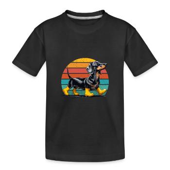 Chien Teckel Teckel Lover Bottes En Caoutchouc Drôle - T-shirt bio Premium Enfant - noir - Devant