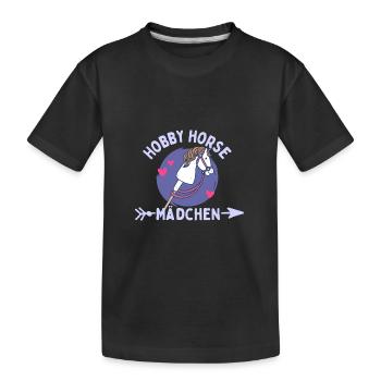 Hobby Horse Girl Hobbyhorsing Steckenpferd Mädchen - Kinder Premium Bio T-Shirt - Schwarz - Vorne